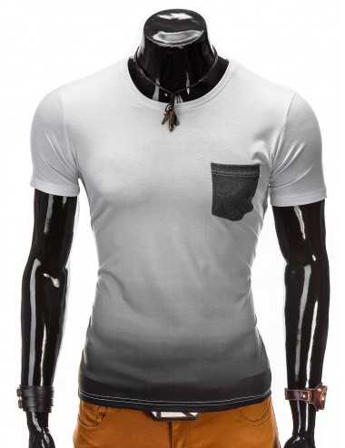 T-shirt bianca con sfumature nere con taschino - T-shirt & Polo Uomo