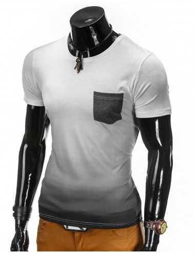 T-shirt bianca con sfumature nere con taschino