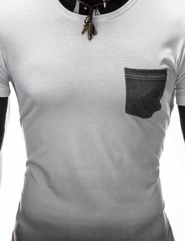 T-shirt bianca con sfumature nere con taschino - T-shirt & Polo Uomo