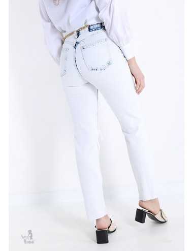 Jeans bianco slim fit elasticizzato con strappi