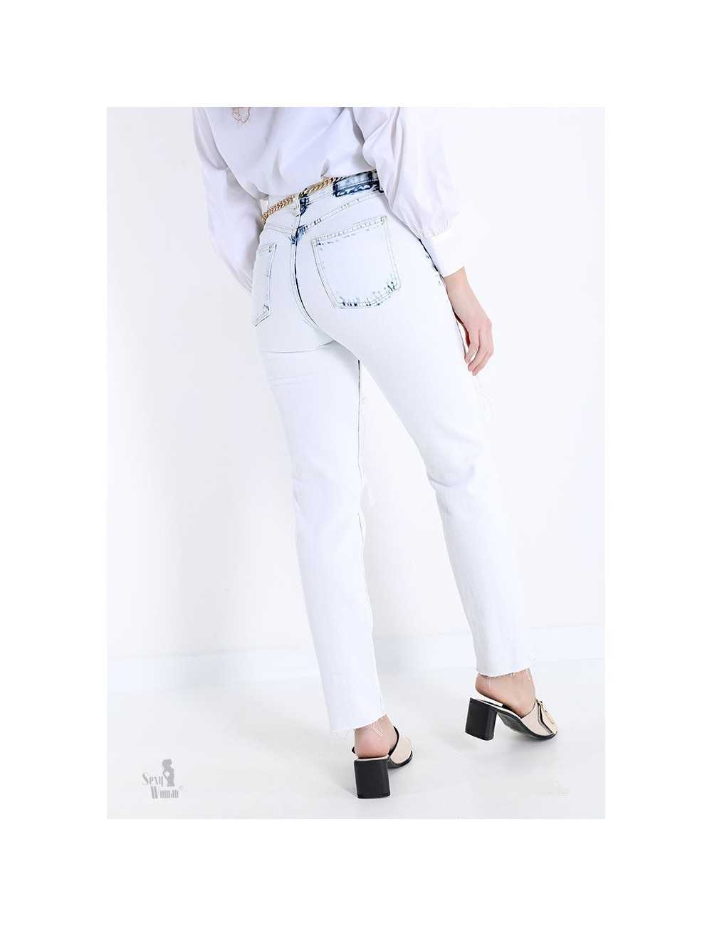 Jeans Sexy Woman bianco slim fit elasticizzato con strappi - Jeans & Pantaloni Donna