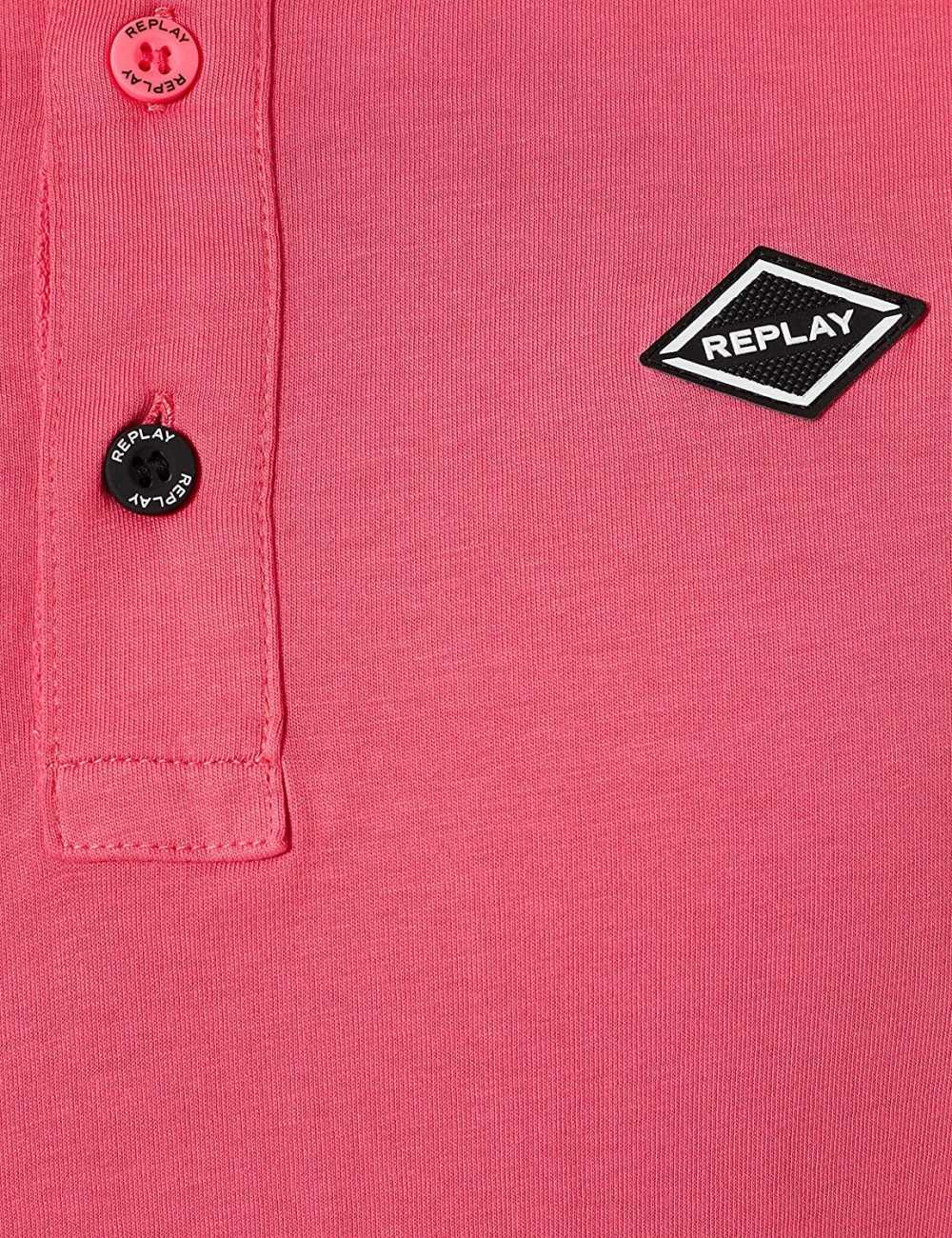 Replay polo uomo logo in cotone pink - T-shirt & Polo Uomo