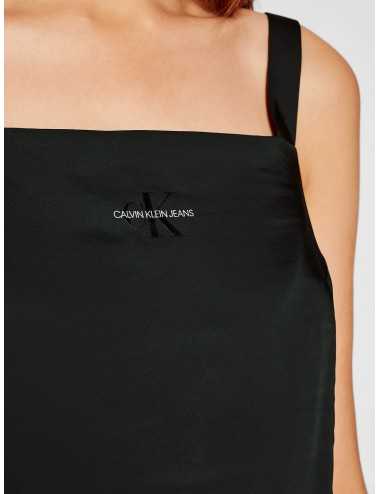 Calvin Klein abito nero in raso a scollatura quadrata - Abiti Donna