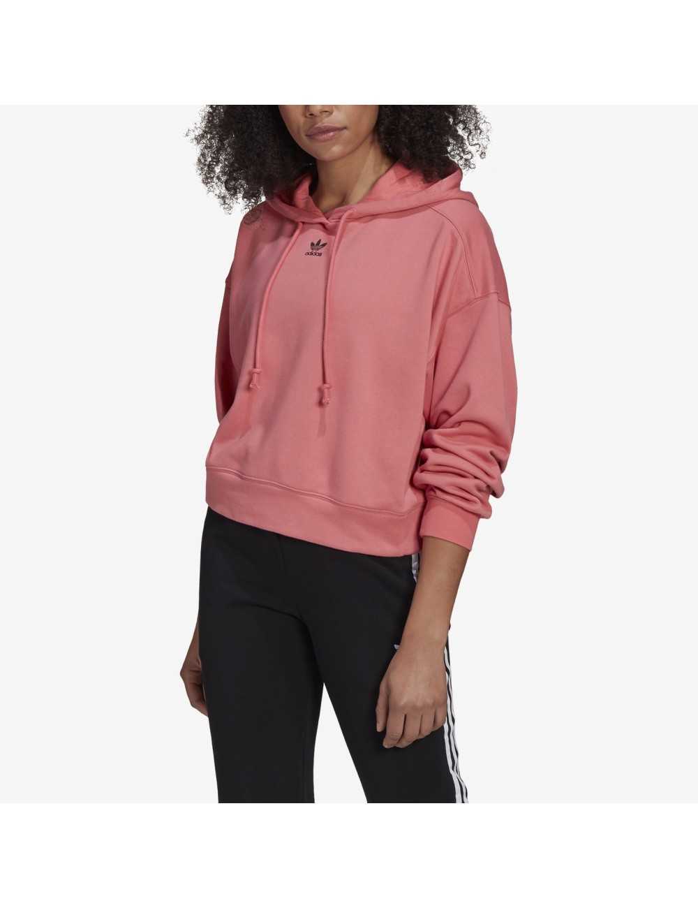 Felpa Adidas originals Essential donna con cappuccio pink - Felpe Donna