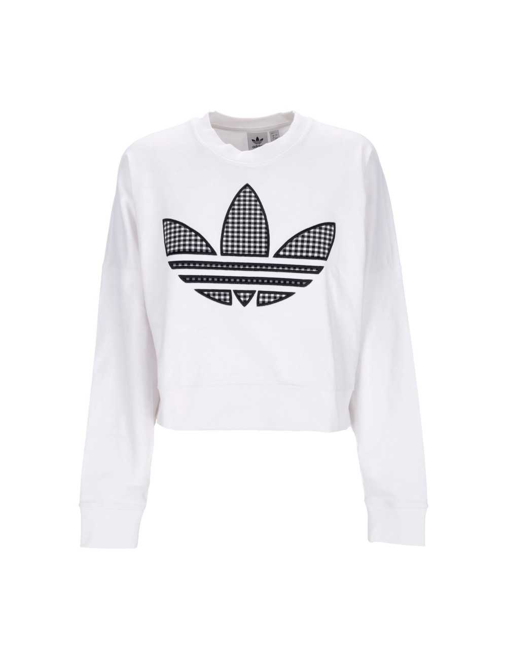 Felpa Adidas Originals donna trifoglio bianca logo - Felpe Donna