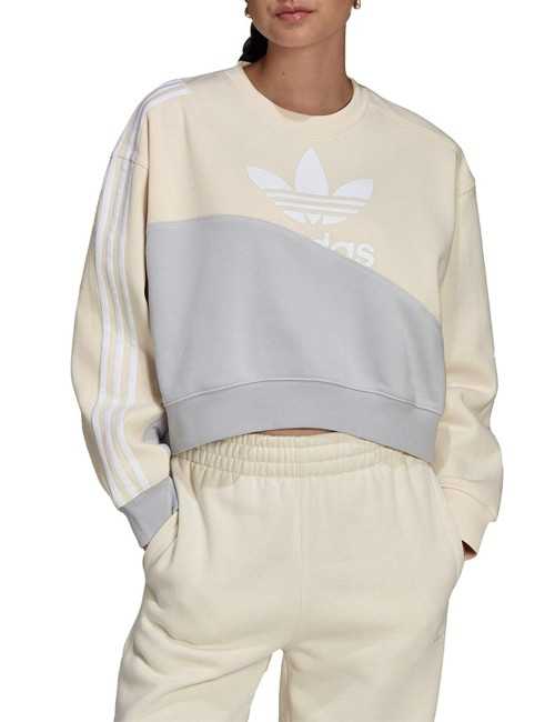 Felpa donna Adidas originals Trefoil beige girocollo - Felpe Donna