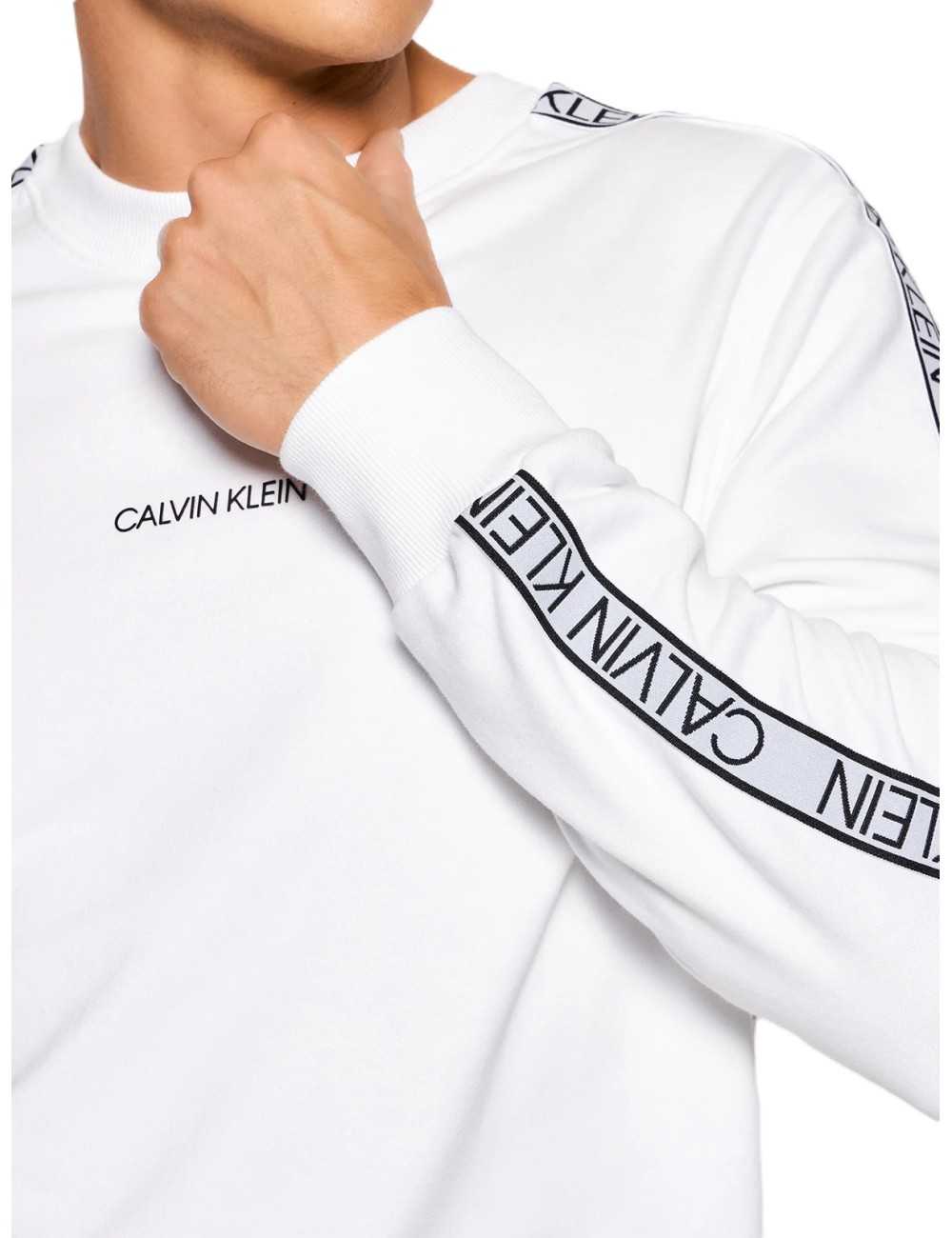 Calvin Klein felpa uomo Essential logo bianco girocollo - Felpe Uomo